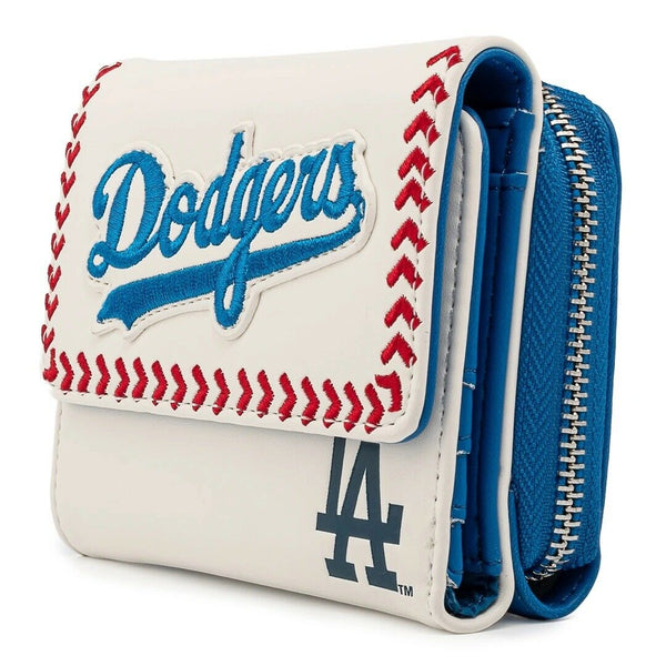 LOUNGEFLY MLB LA Los Angeles Dodgers Seam Stitch Card Holder ID Wallet
