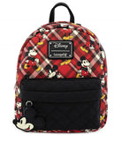 Loungefly Disney Mickey Mouse Red Plaid Faux Leather Mini Backpack