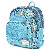 Loungefly Disney Frozen Elsa Snowflake Reversible Sequin Mini Backpack Wallet Set