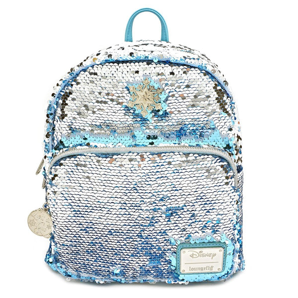 flip sequin mini backpack Loungefly Disney Frozen Elsa Snowflake Reversible Sequin Mini Backpack – LuxeBag