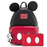 Loungefly Disney Mickey Mouse Quilted Oh Boy Mini Backpack and Wallet Set
