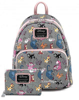 Loungefly Disney Cats Faux Leather Mini Backpack and Wallet Set
