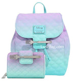 Loungefly Disney Little Mermaid Ombre Scales Mini Backpack Wallet Set