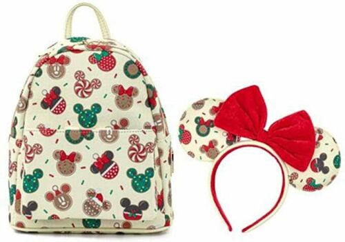Loungefly Disney Christmas Mickey Minnie Cookie Backpack and Headband Set