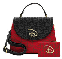 Loungefly Disney Red/Black D logo Crossbody Bag and Cardholder Set