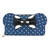Loungefly Disney Minnie Mouse Bow Blue Denim Polka Dot Clutch Wallet
