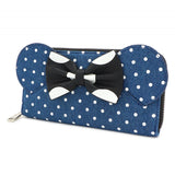 Loungefly Disney Minnie Mouse Bow Blue Denim Polka Dot Clutch Wallet